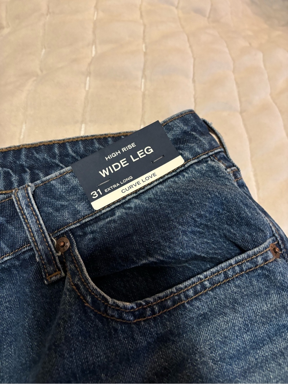 Abercrombie & Fitch Dark Blue Wide-Leg Women's Jeans - curve love - Picture 10 of 10